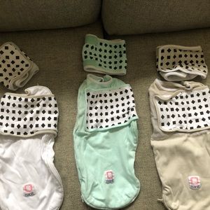 Nanit 0-3 months belly breathing band/swaddle. They work w/ the Nanit Monitor